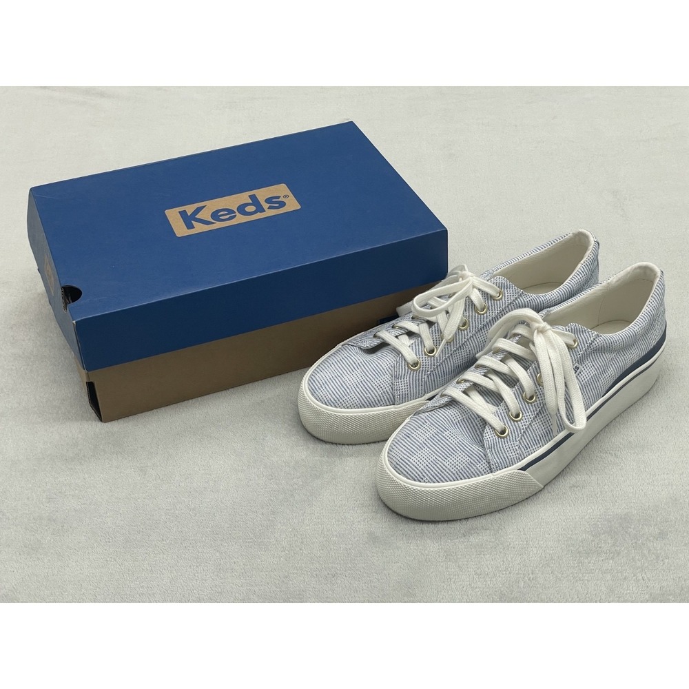 Keds Jump Kick Duo Cross Women's Sneakers Size 9 Blue Stripe Canvas Shoes
